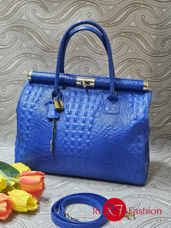 Borsa Bauletto Pelle Blu Elett